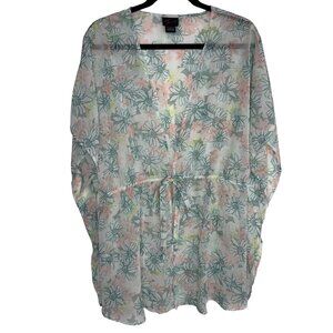 Torrid‎ White Pink Sheer Flowy Floral Kimono Cardigan Torrid Size 2 - 2X (18/20)